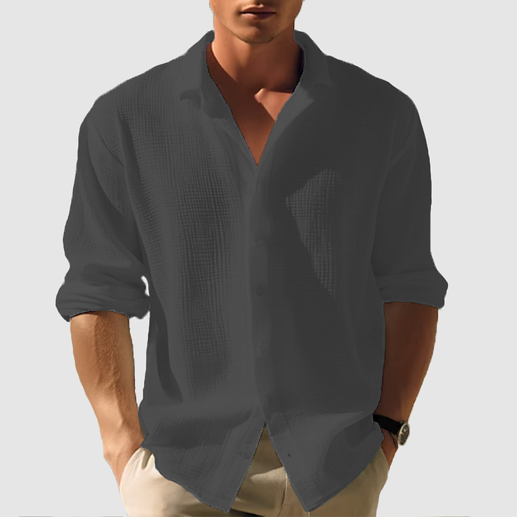 Herrars Sommar Skjorta med Knapp - Idealisk för Utomhusevenemang