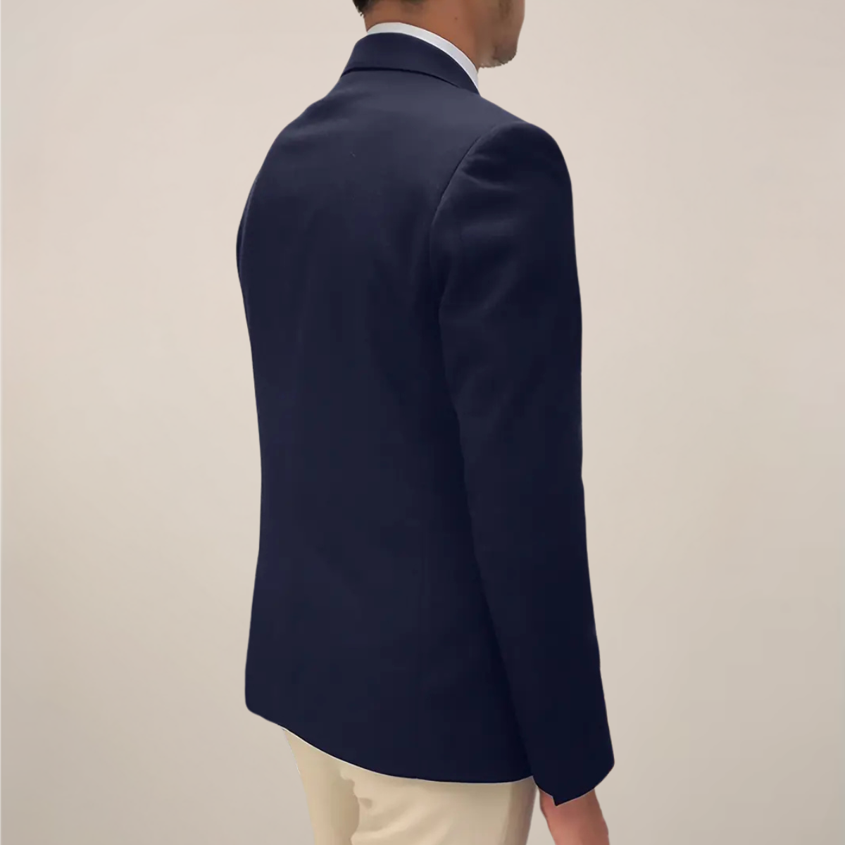 Herrklassisk Blazer med Notch Lapel och Guld Accenter