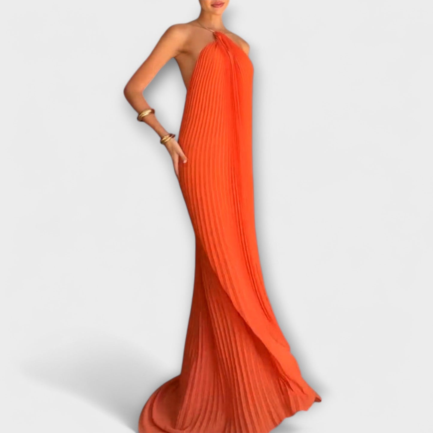 Chic Plisserad Klänning för Varje Tillfälle