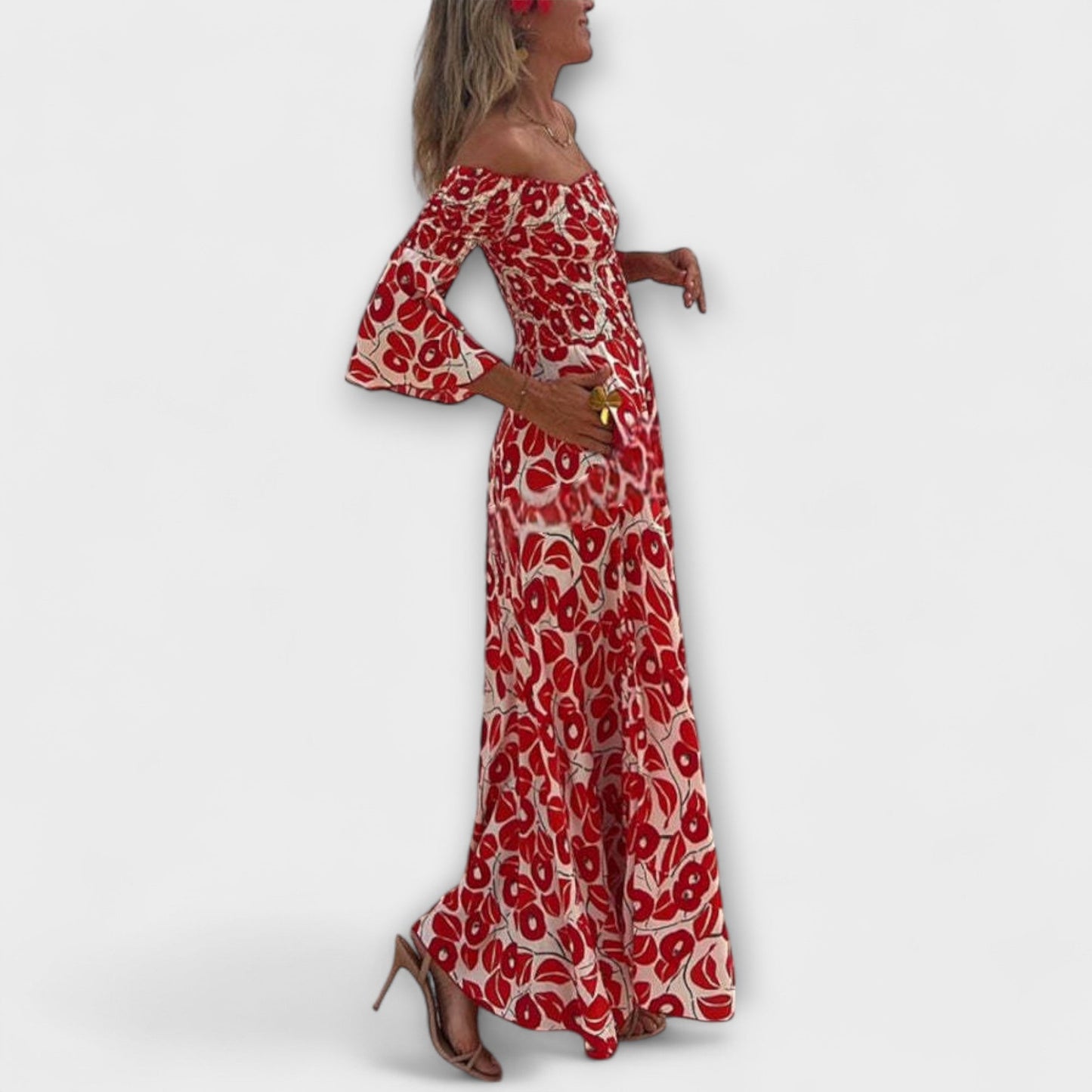 Chic Off-Shoulder Maxi Klänning för Resa