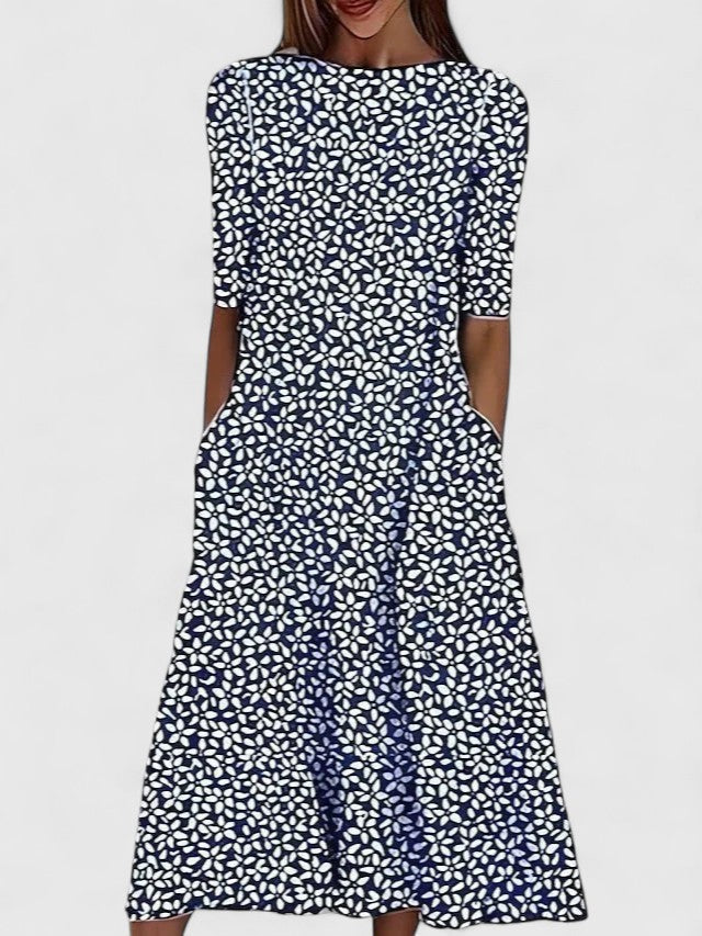 Karelieth | Chic Midi Klänning för Alla Tillfällen