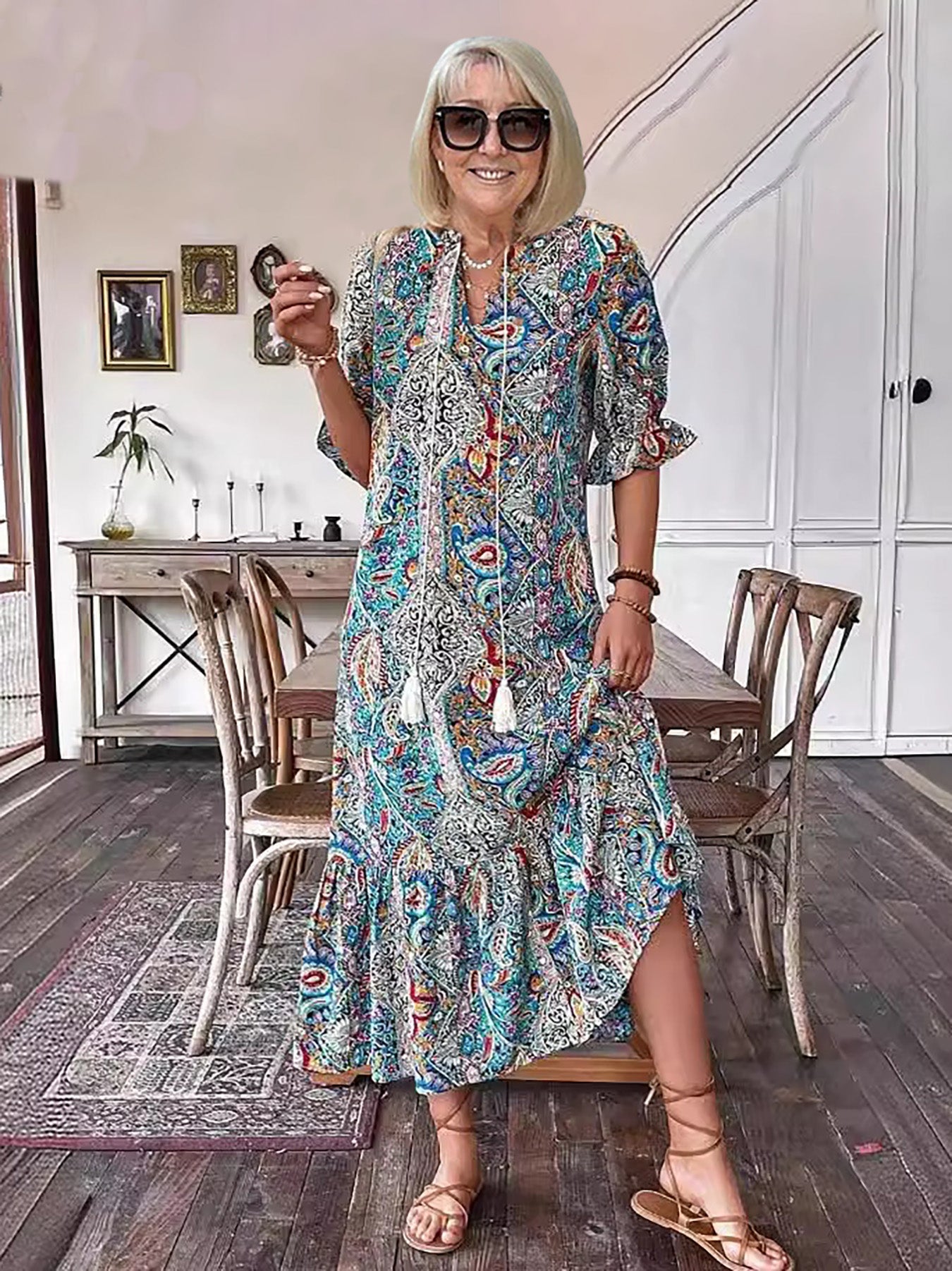 Gene | Boho Chic Maxi Klänning för Alla Tillfällen