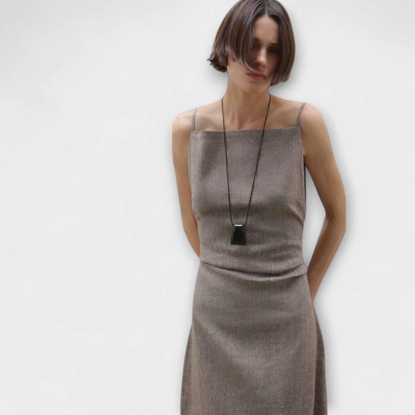 Clara - Linneblandning Maxi Klänning för Enkel Stil