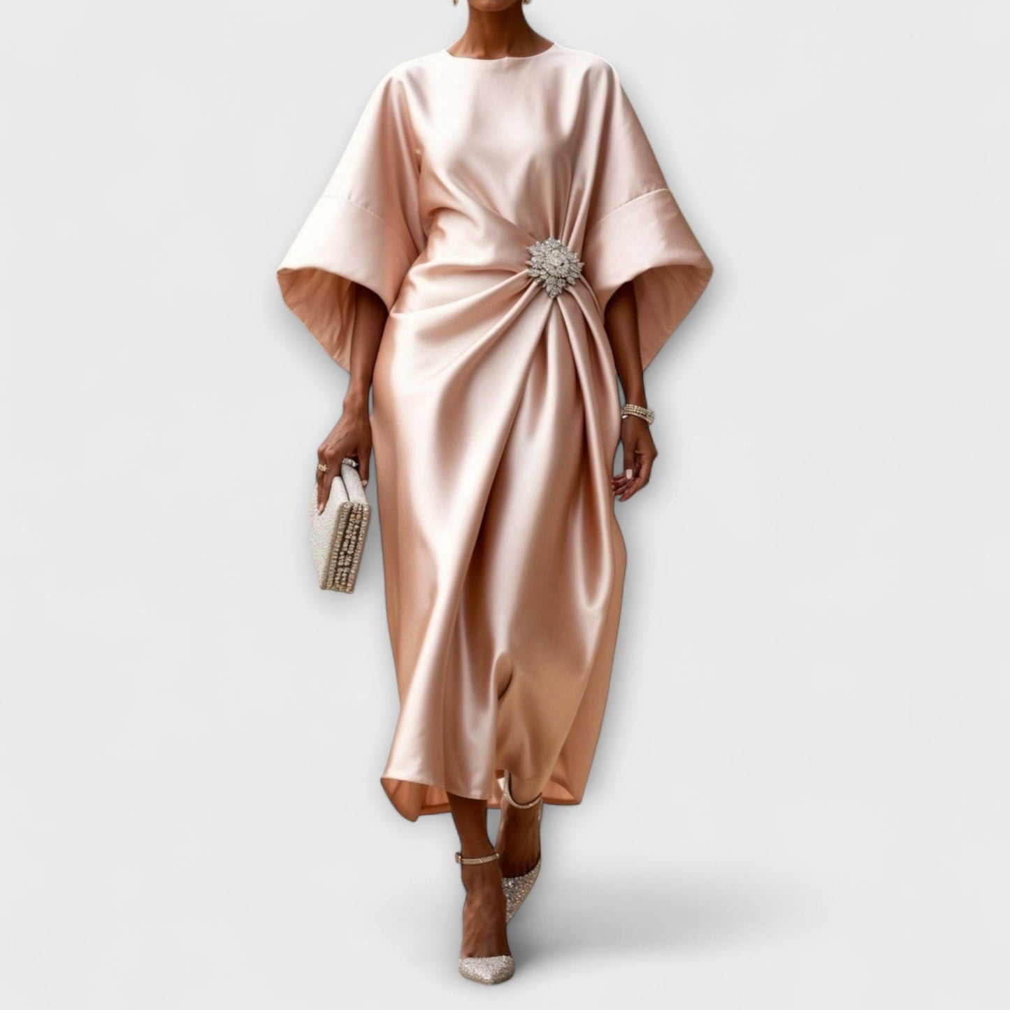 Elegant Shimmer Satin Maxi Klänning för Speciella Tillfällen