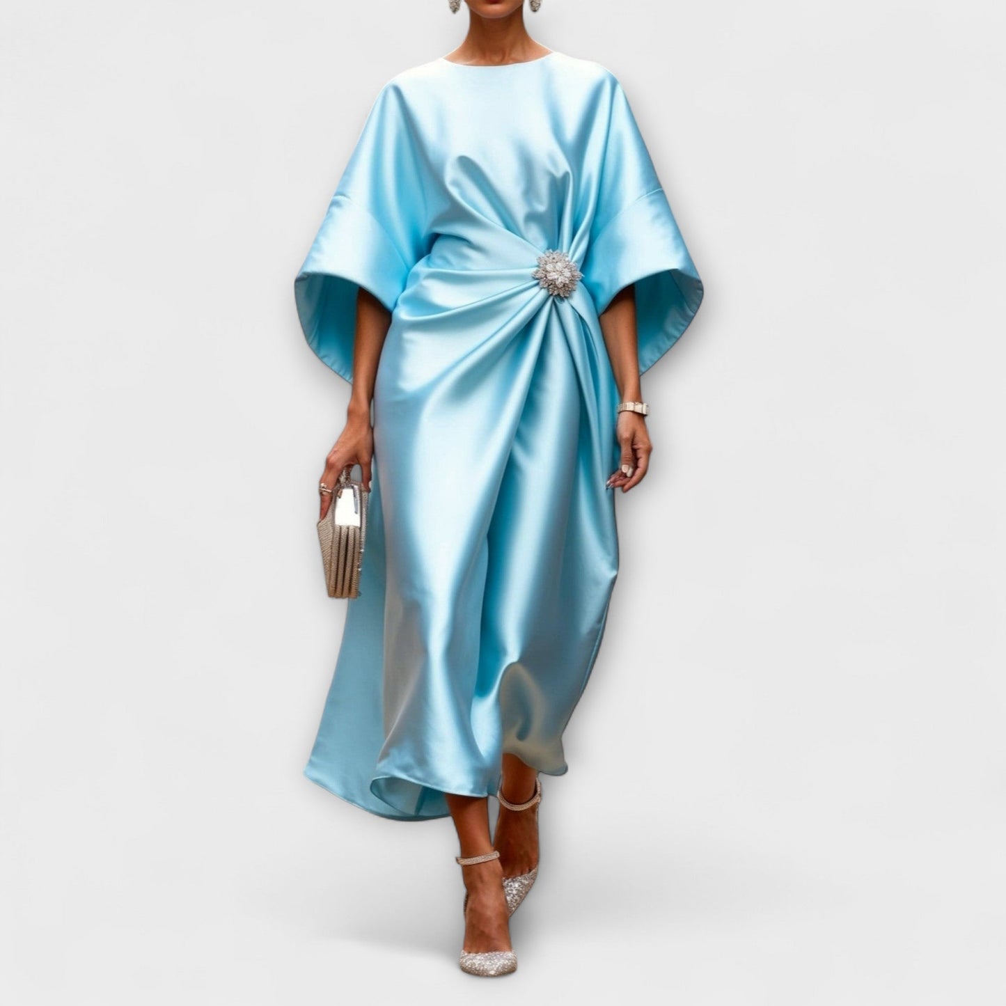 Elegant Shimmer Satin Maxi Klänning för Speciella Tillfällen