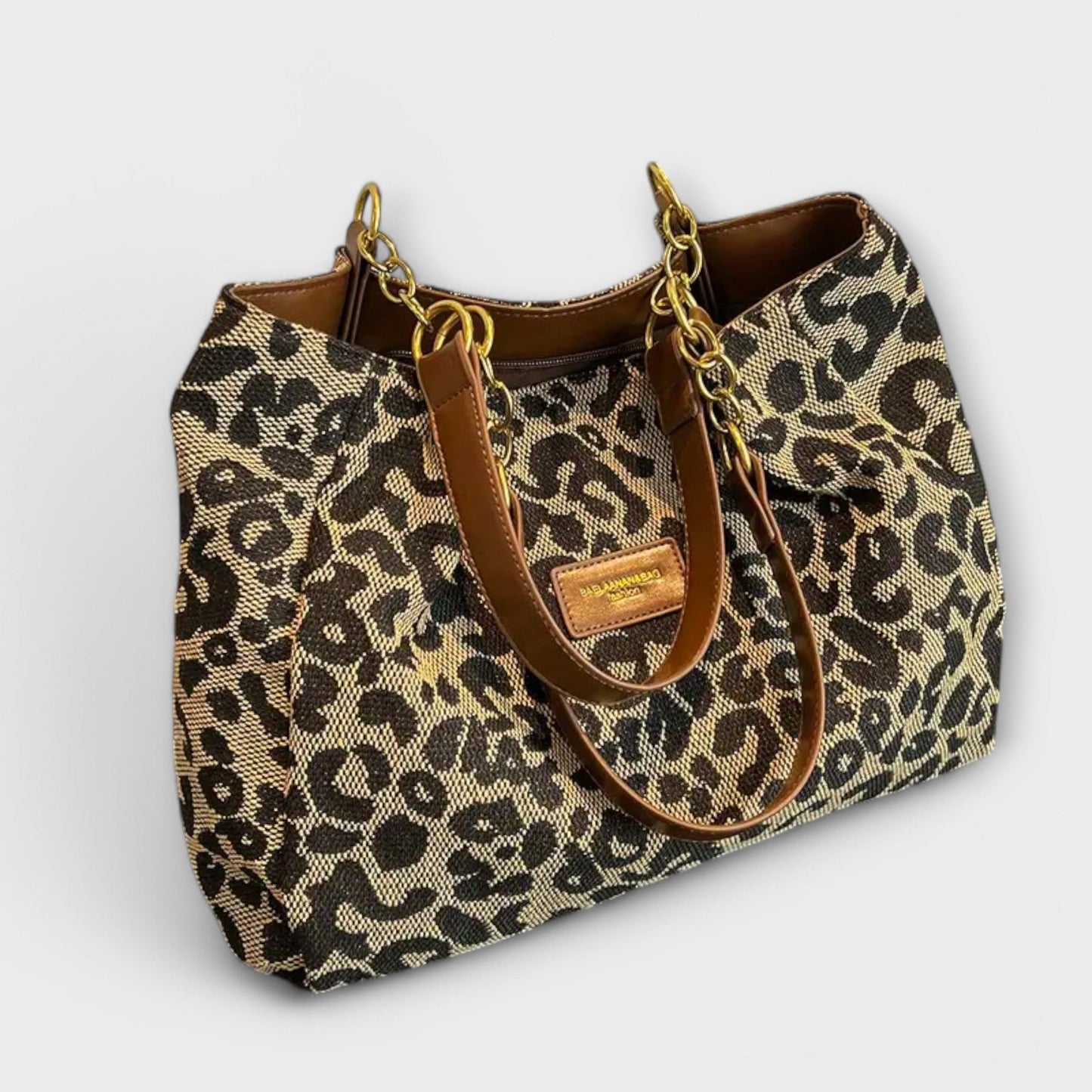 Olivia - Stilig Leopardtryck Canvas Tote för Dagliga Äventyr