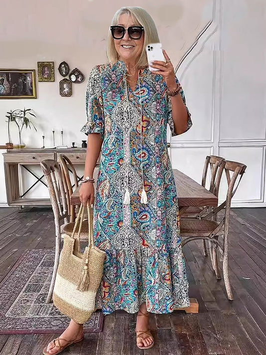 Gene | Boho Chic Maxi Klänning för Alla Tillfällen