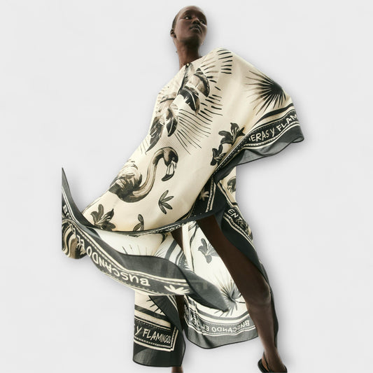 Melissa - Livlig Flamingo Tryck Maxi Kaftan Klänning för Strandmode