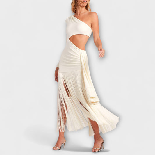 Chic Cutout Fringe Maxi Klänning för Speciella Tillfällen