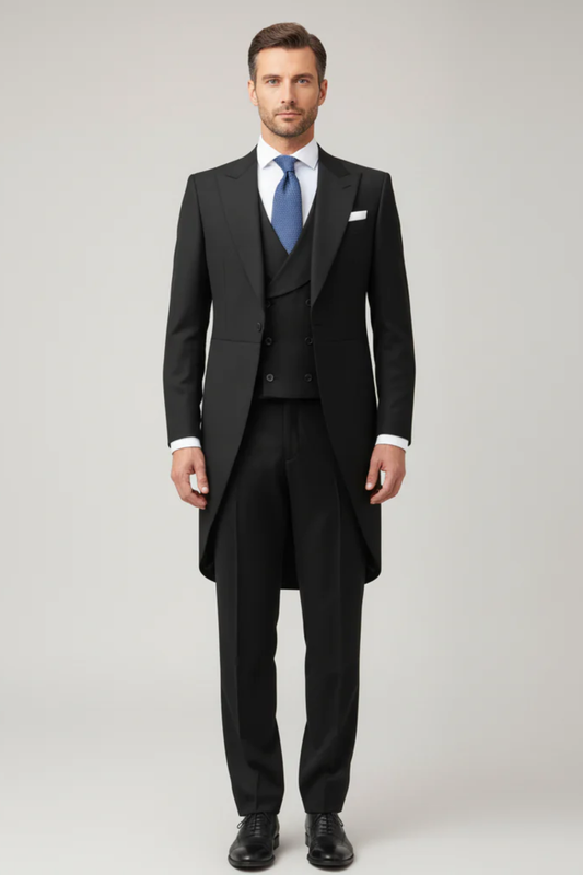 Mäns Klassiska Frackkostym – Formell Tre-Delad Klädsel för Black-Tie Tillfällen