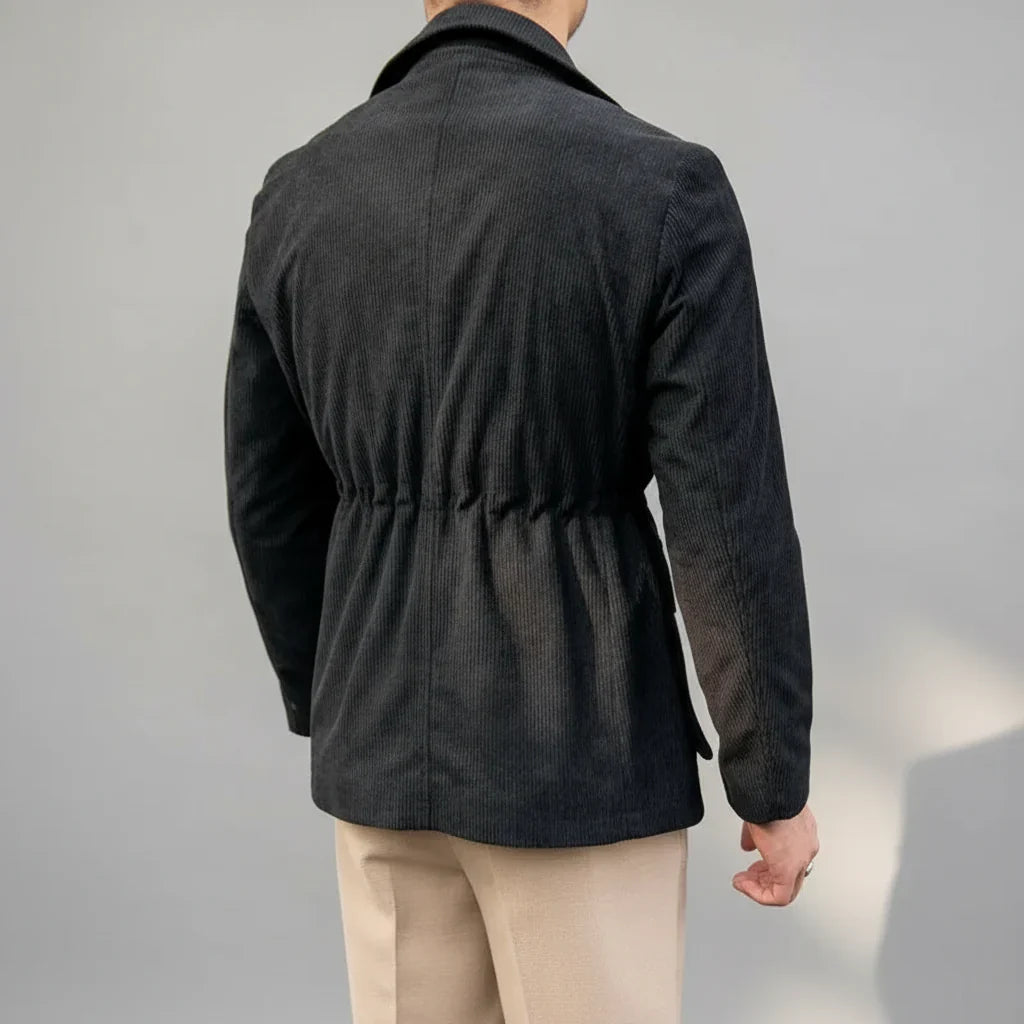 Herr Herringbone Blazer med Guldtonade Detaljer