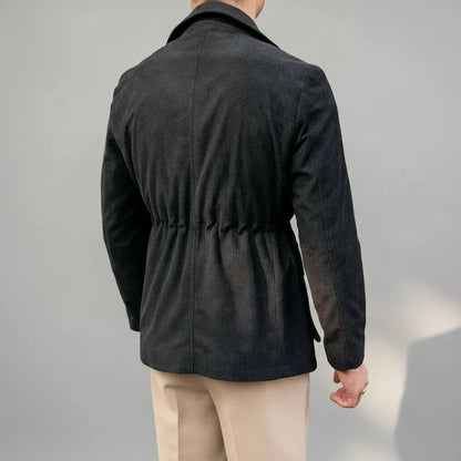 Herr Herringbone Blazer med Guldtonade Detaljer