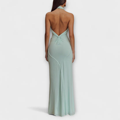 Lagoon - Chic Slinky Halter Maxi Klänning för Alla Tillfällen