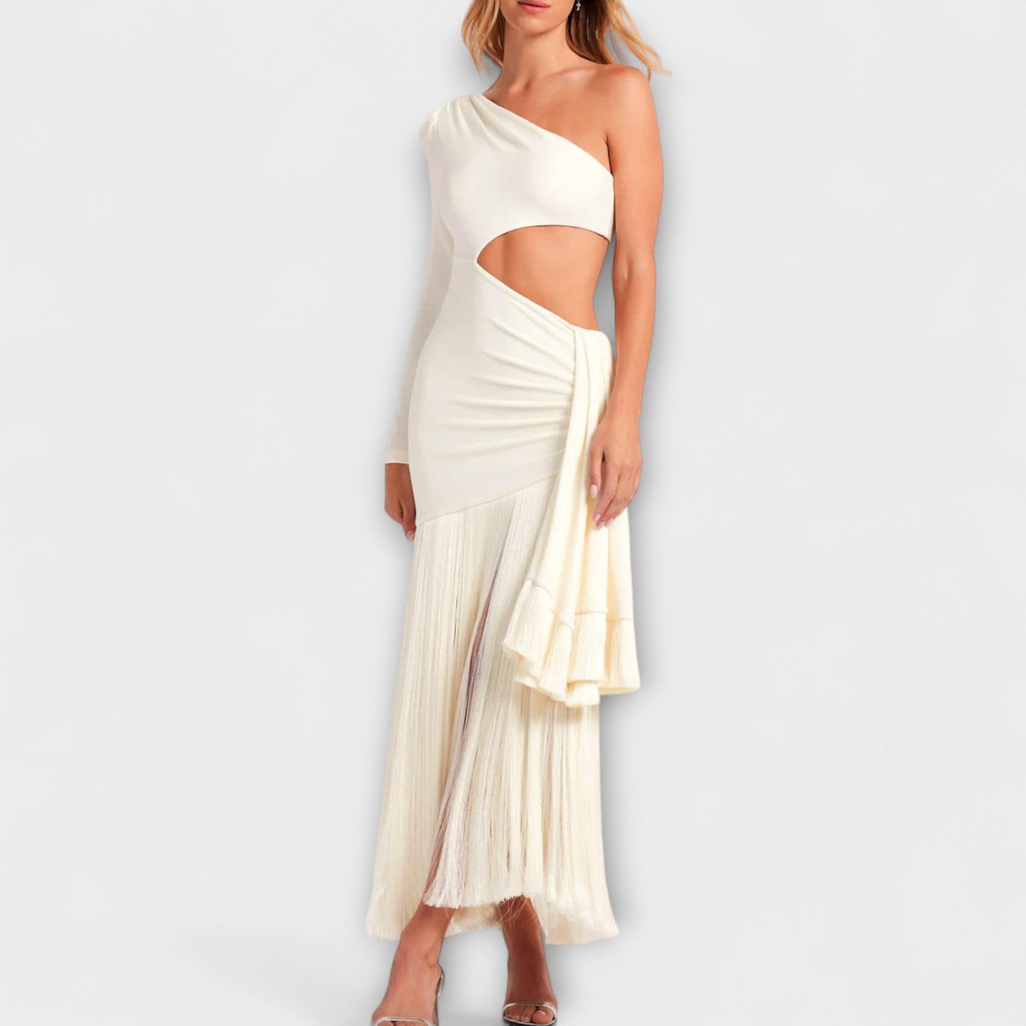 Chic Cutout Fringe Maxi Klänning för Speciella Tillfällen