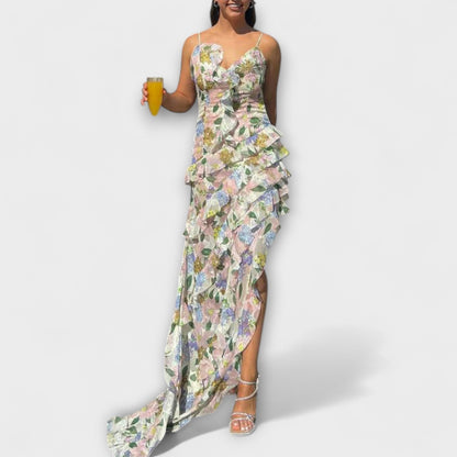 Chic Volangklänning med Remtryck för Alla Tillfällen