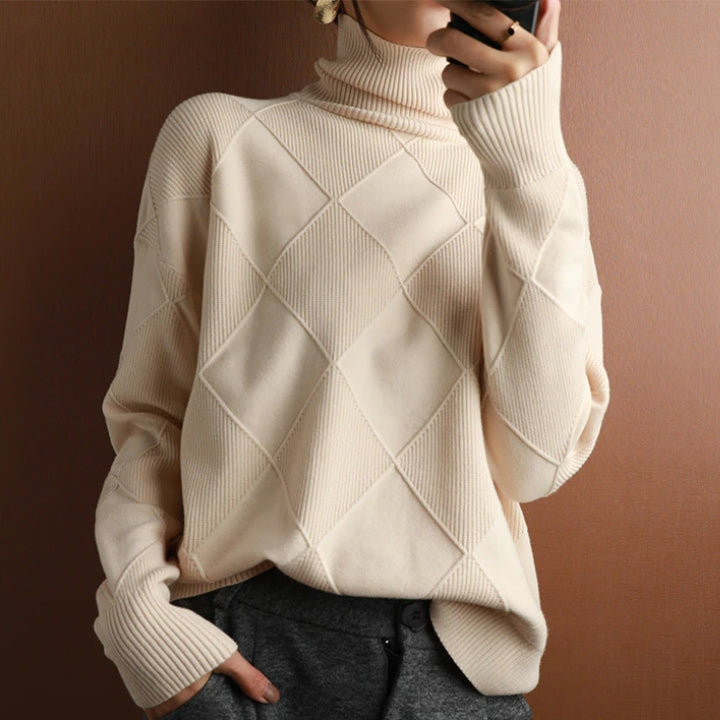 Chic Diamond Knit Sweater för Alla Tillfällen