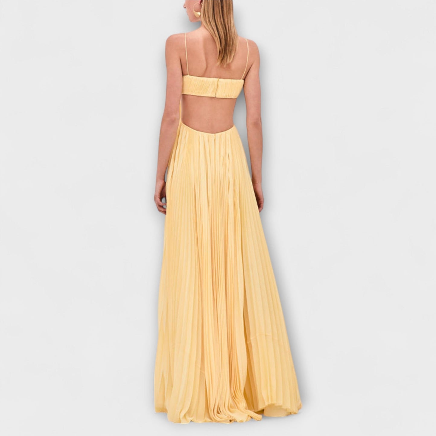 Chic Plisserad Cutout Maxi Klänning för Alla Tillfällen