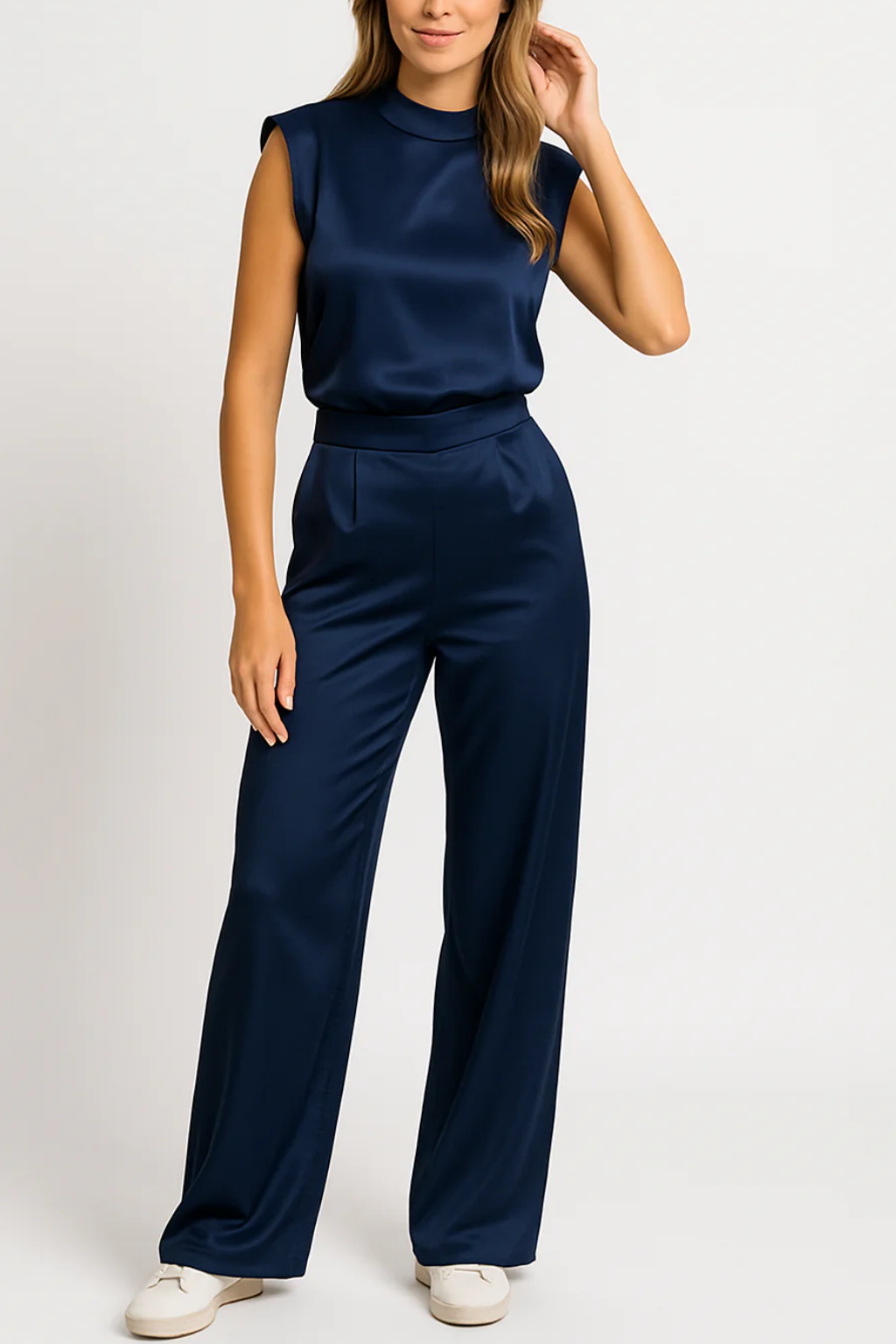 Chic Hög Nacke Bred Ben Jumpsuit för Formella Tillfällen