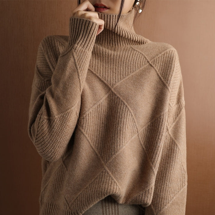 Chic Diamond Knit Sweater för Alla Tillfällen