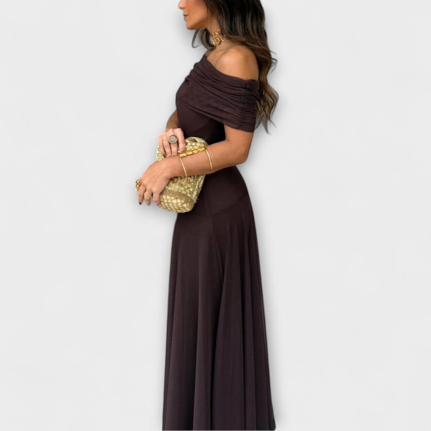 Toledo One-Shoulder Mesh Maxi Klänning för Sommarevenemang