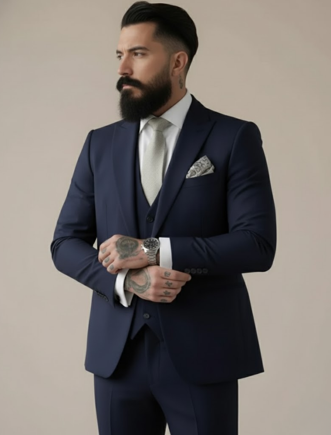 Herrarnas Slim Fit Tre-delade Kostym för Bröllop