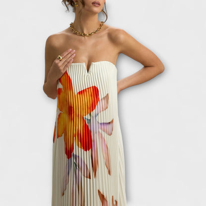 Michelle Orange Blommig Maxi Klänning för Speciella Tillfällen