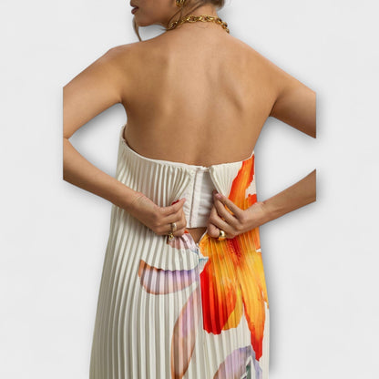 Michelle Orange Blommig Maxi Klänning för Speciella Tillfällen