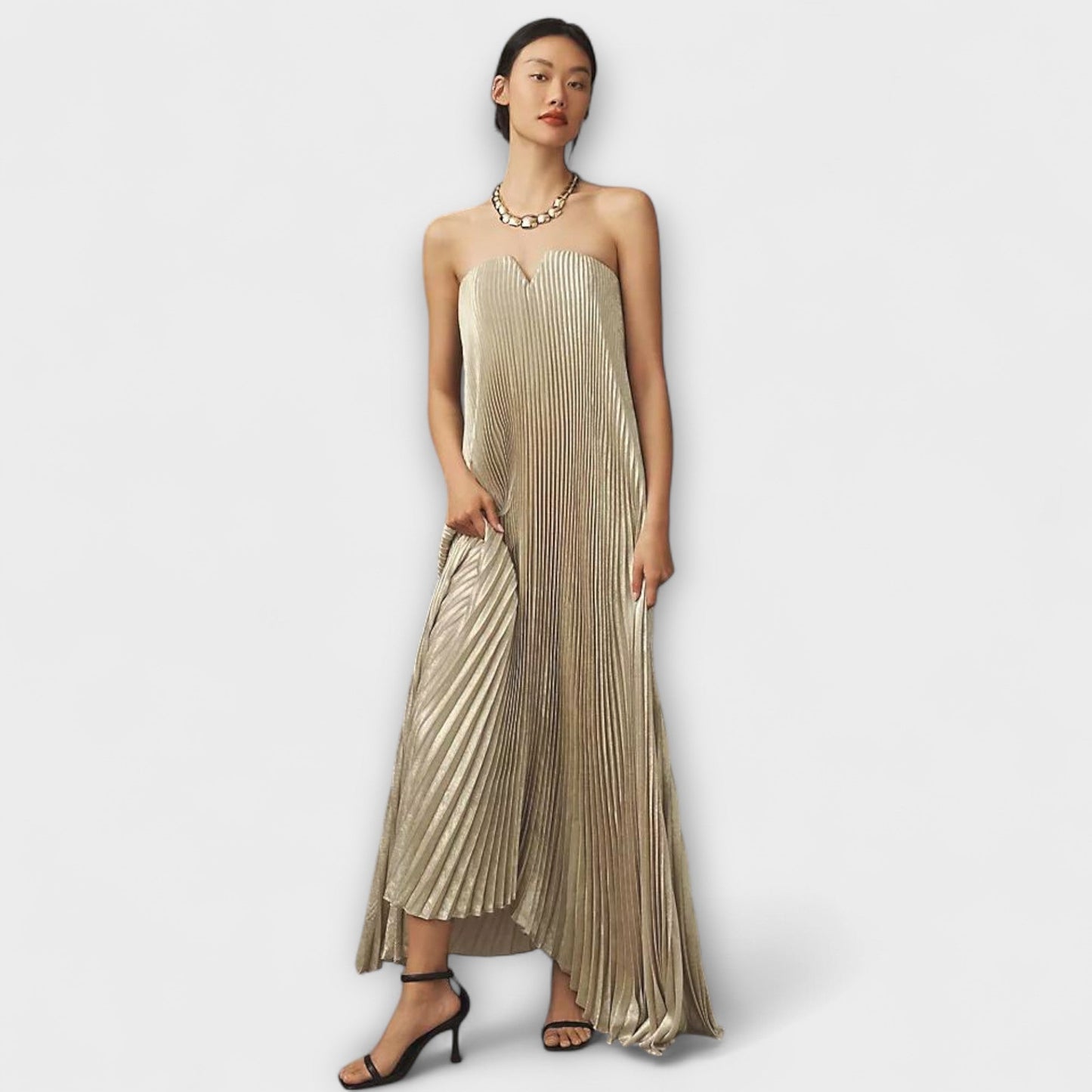 Michelle Orange Blommig Maxi Klänning för Speciella Tillfällen