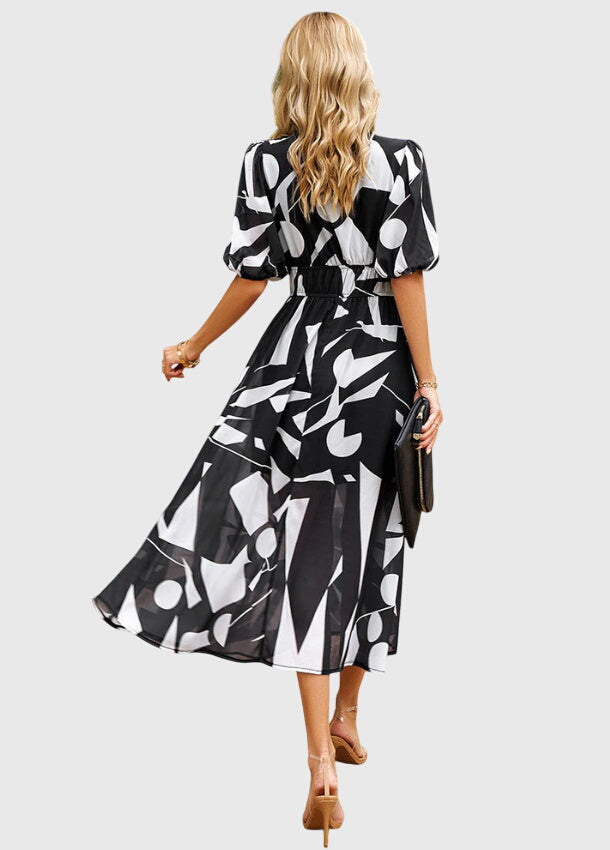 Chic Blommig Midi Klänning för Alla Tillfällen