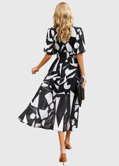 Chic Blommig Midi Klänning för Alla Tillfällen