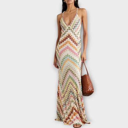 Remi - Missoni Vibrant Herringbone Maxi Klänning för Alla Tillfällen