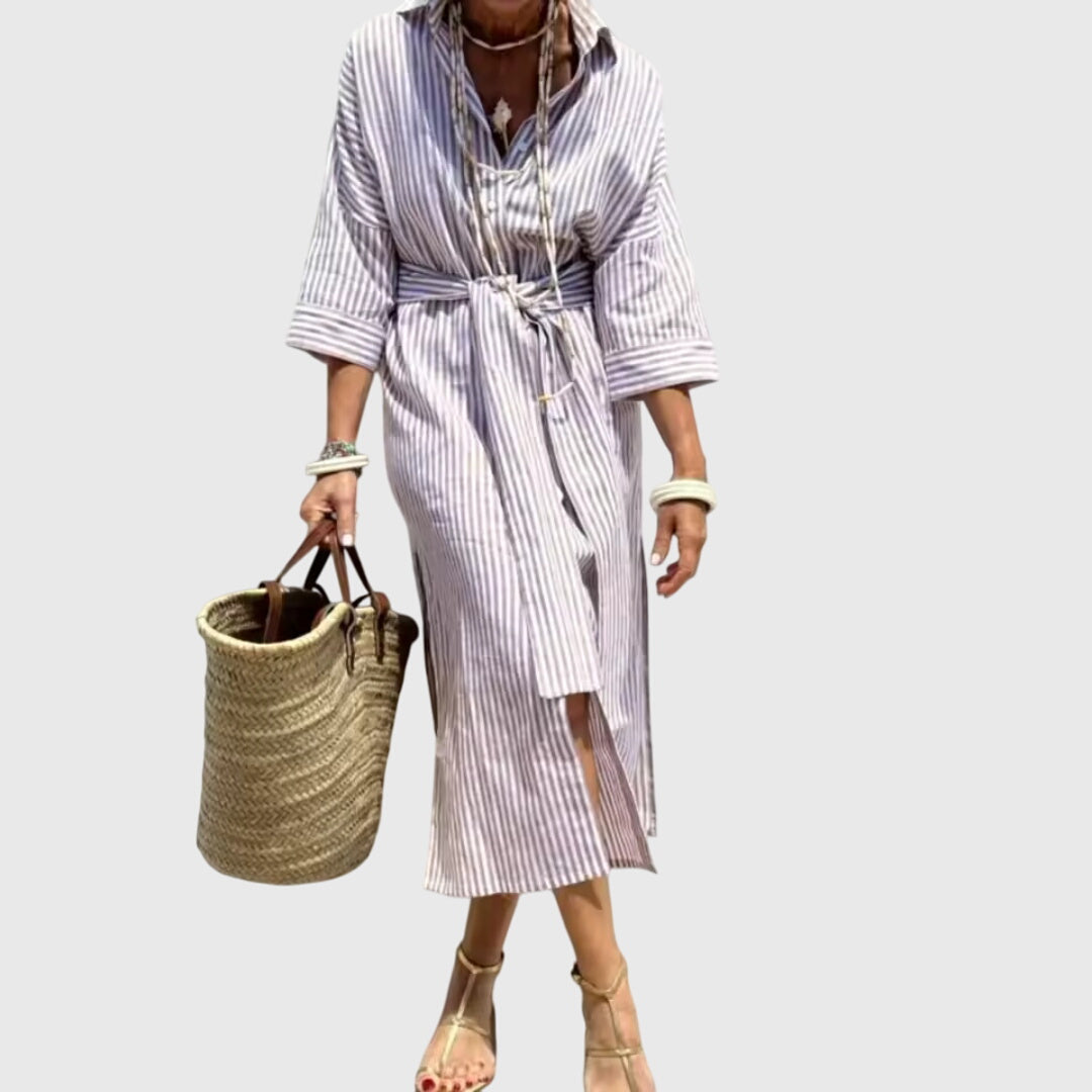 Ellen™ | Chic Randig Klänning för Alla Tillfällen