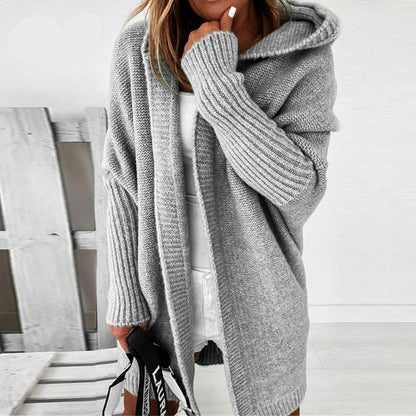 Chic Hoodie Stickad Cardigan för Vardagsbruk