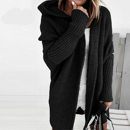 Chic Hoodie Stickad Cardigan för Vardagsbruk