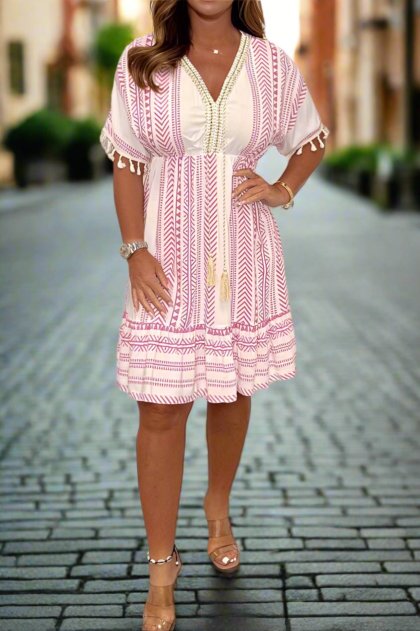 Magdalena | Stilig Tryckt Klänning för Alla Tillfällen