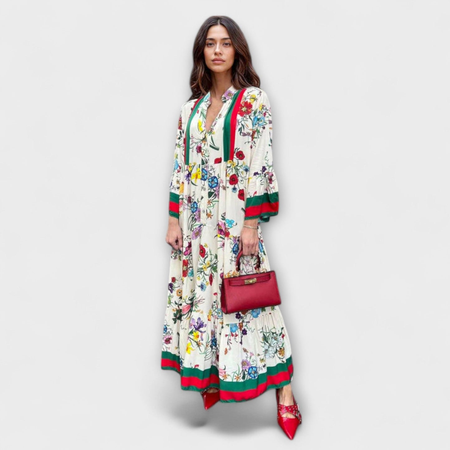 Blommig Maxi Klänning för Särskilda Tillfällen