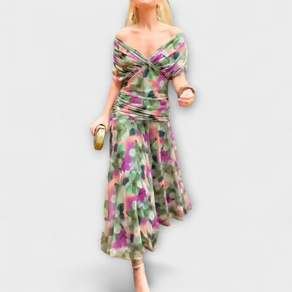 Aurora - Chic V-ringad Maxiklänning för Alla Tillfällen