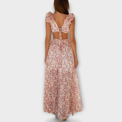 Elin - Chic Maxi Klänning med Volangkant för Alla Tillfällen