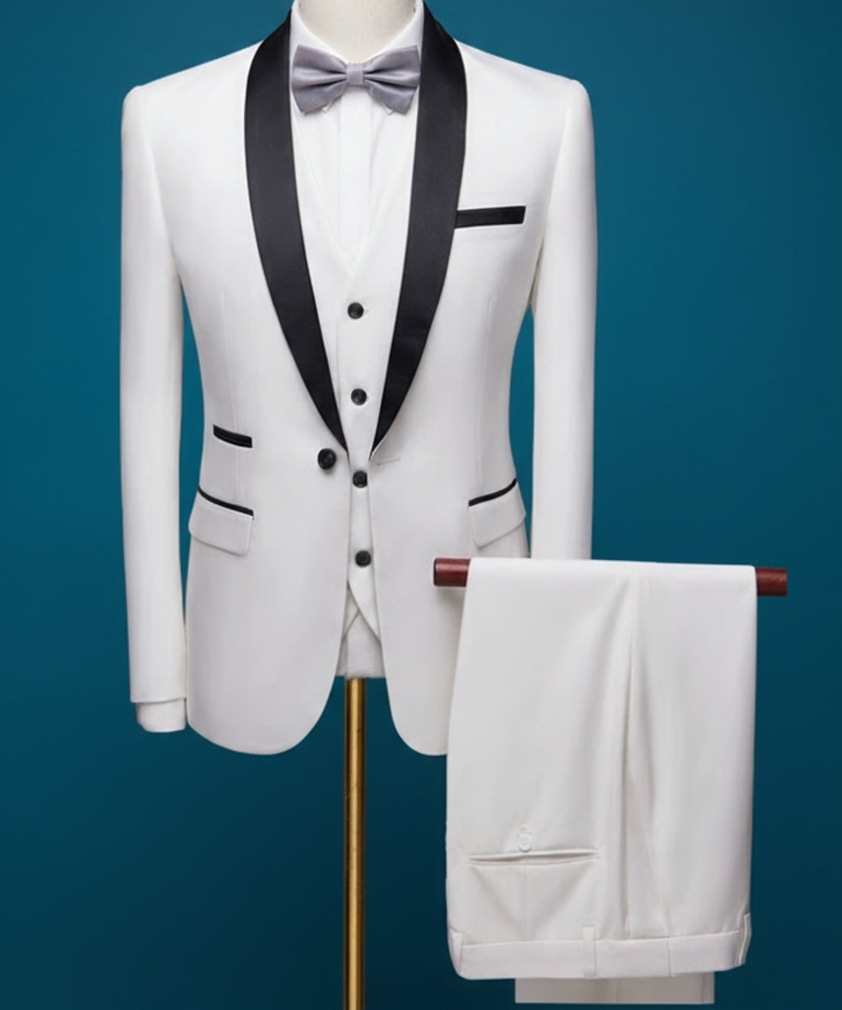 Mörkbrun Herrkostym med Svart Sjalkrage för Formella Evenemang