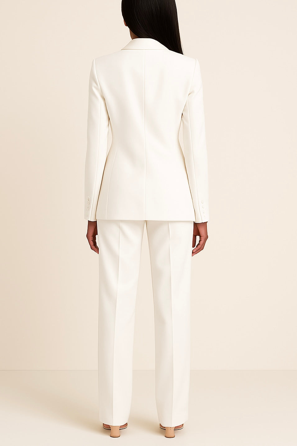 Chic kvinnlig formell kostymset med lång blazer