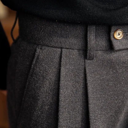 Stiliga Högmidjade Plisserade Herrbyxor