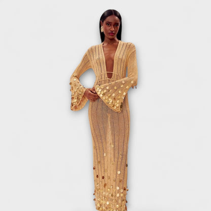 Nova Maxi Signature Klänning - Chic Tyg för Alla Tillfällen