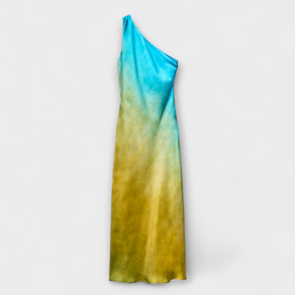 Arabella - Chic One-Shoulder Midi Klänning för Alla Tillfällen