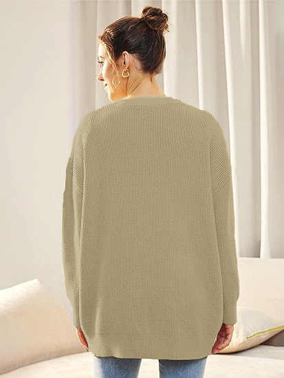 Isla - Mysig Stickad Knappkofta för Vardagsbruk