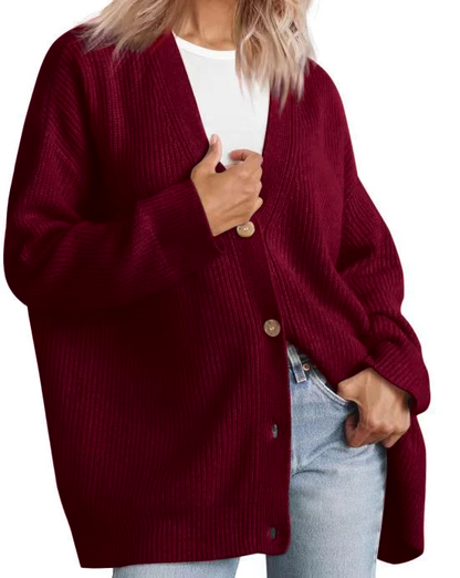 Anna - Mysig Randig Stickad Kofta för Vardagsbruk