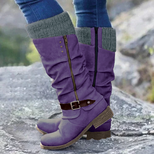 Teresa - Stiliga Knälånga Stövlar med Spänne för Alla Tillfällen