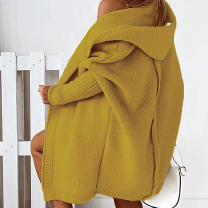 Chic Hoodie Stickad Cardigan för Vardagsbruk