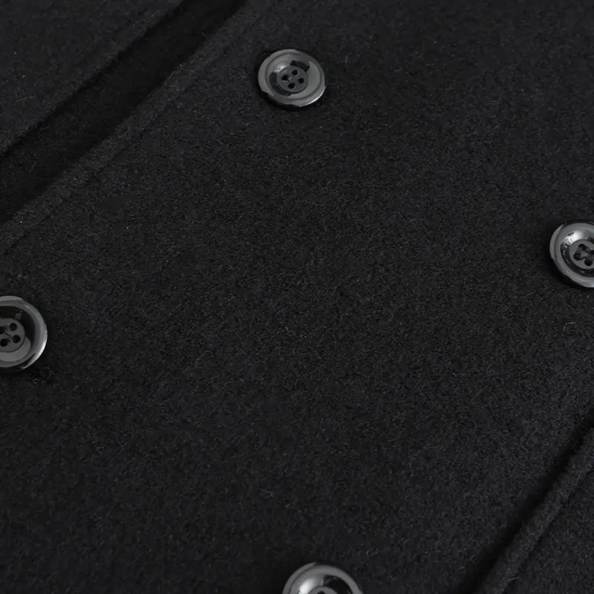 Herrars Svart Dubbelknäppt Kappa – Stilig Lång Kappa för Kontor & Vinterevenemang