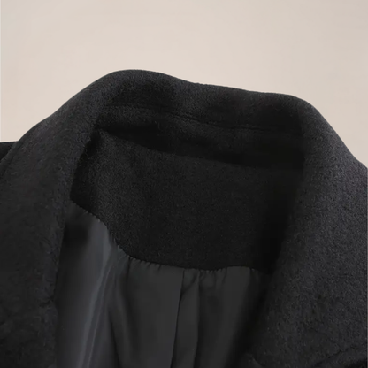 Herrars Svart Dubbelknäppt Kappa – Stilig Lång Kappa för Kontor & Vinterevenemang