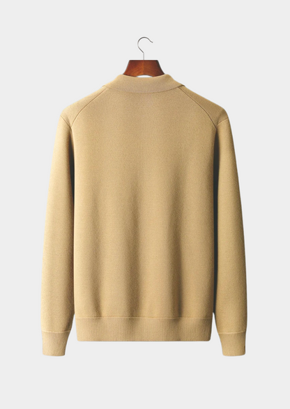 Herrknappad cardigan med fickor för stilfull lager-på-lager